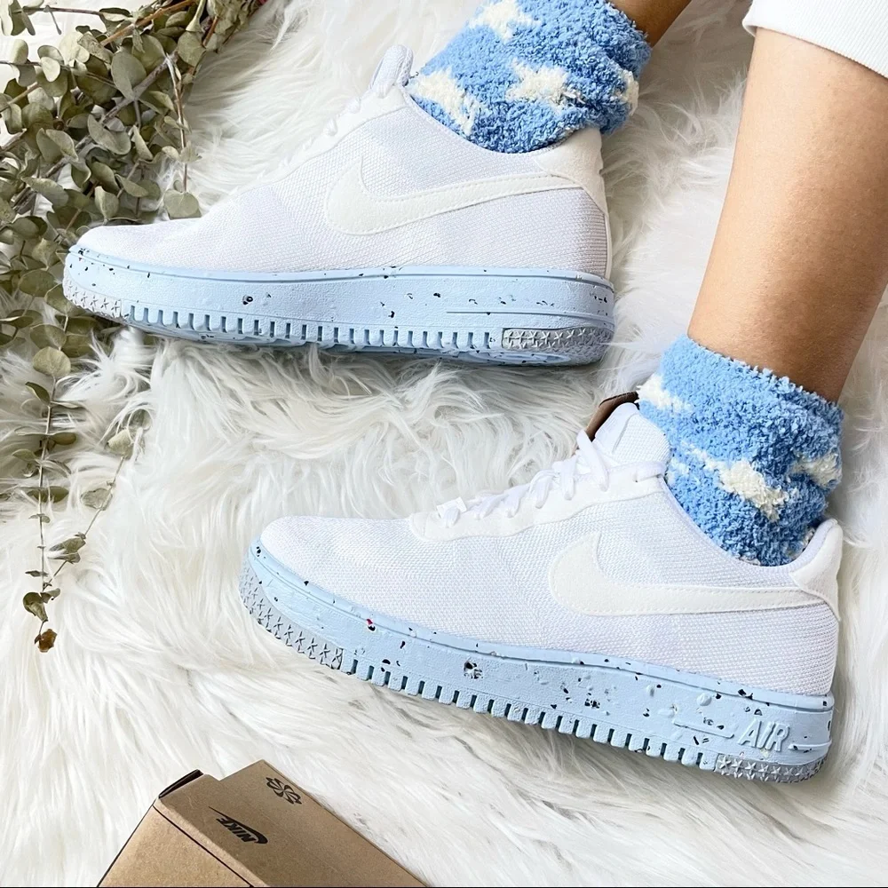 Nike Air Force 1 Crater Flyknit Women’s 8.5 White Pure Platinum NIB